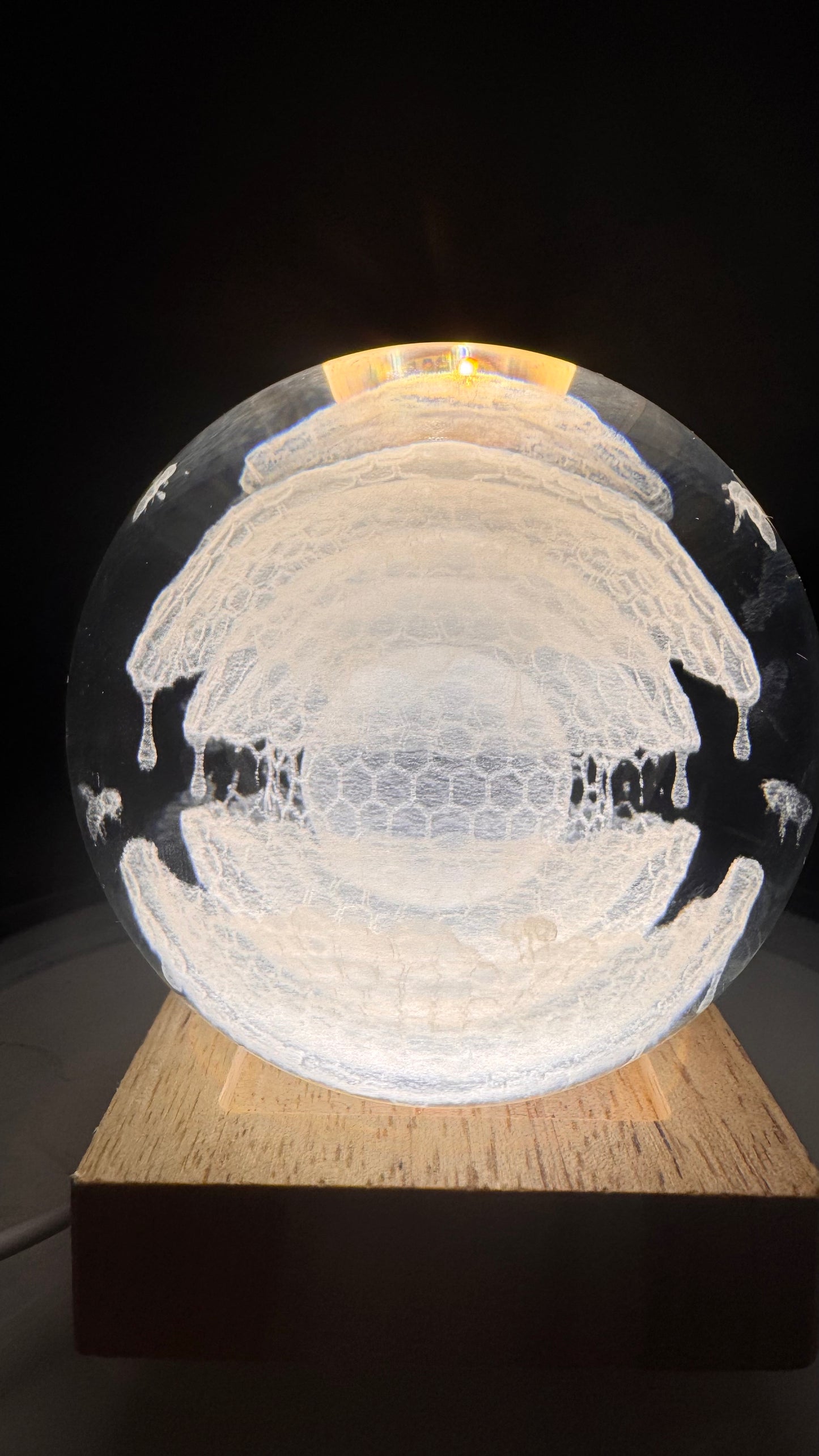 Lazer etched XL Honey Sphere (4in)
